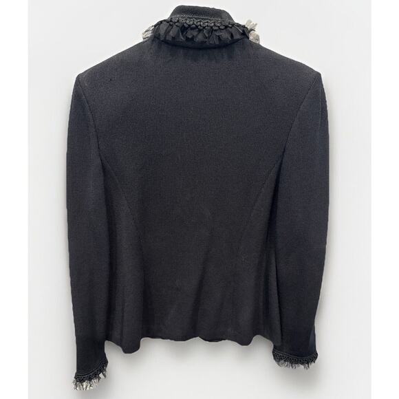St. John Collection Santana Knit Tulle Corded Zip Jacket Size 10 Classic USA - Picture 6 of 8